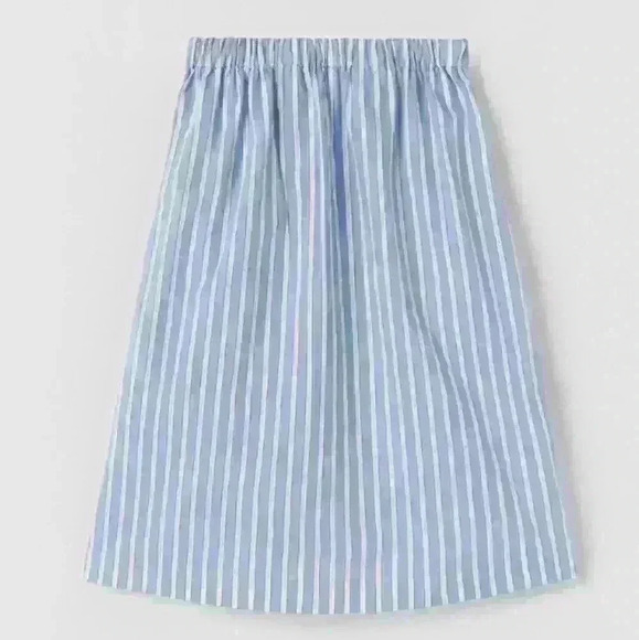 ZARA | Girl's  Blue/White Striped Cotton Blend Midi Skirt - Picture 2 of 7